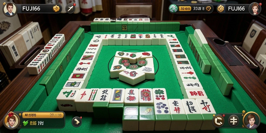 Gameplay FUJI66 yang seru dengan grafis menarik dan ubin Mahjong.