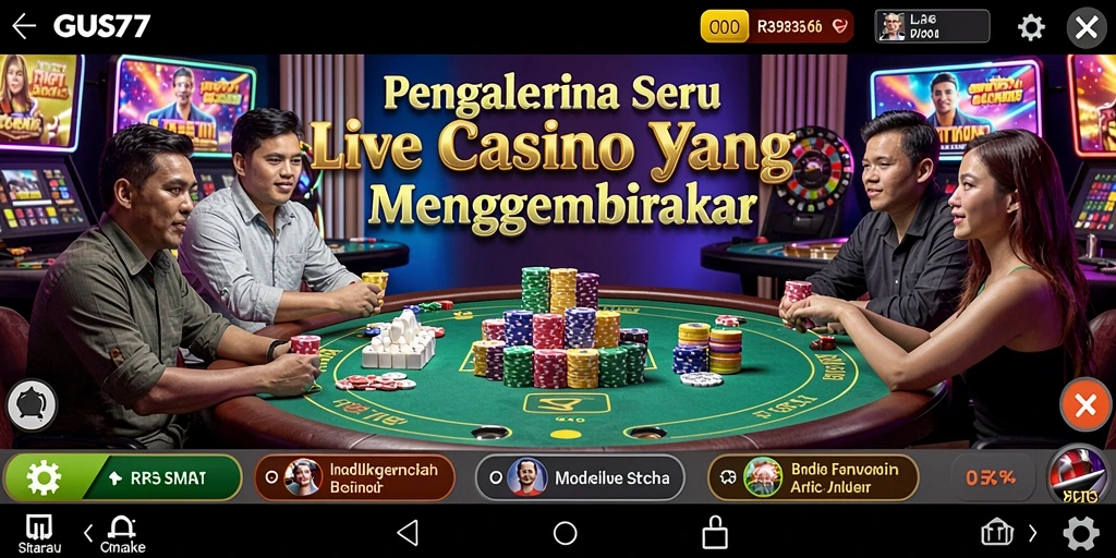 Tampilan seru gameplay Live Casino GUS77 dengan dealer profesional.