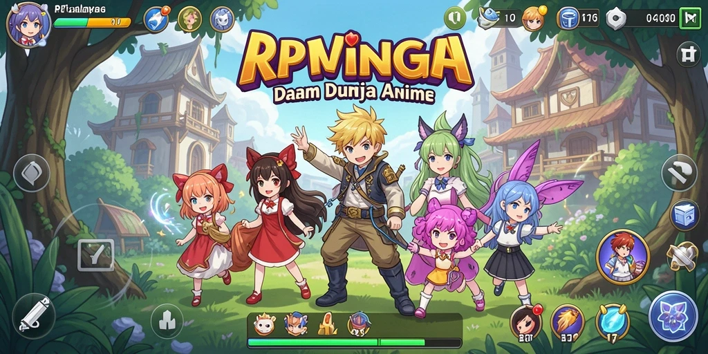 Screenshot gameplay RPVIP6 menunjukkan pertempuran dinamis antara karakter anime.