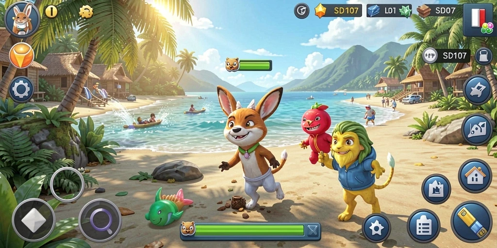 Tampilan gameplay menarik dari SD107 yang menunjukkan simulasi kehidupan.